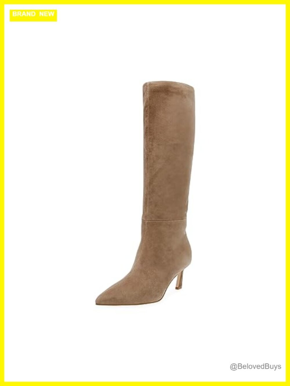 Suede Knee High Pointed Toe Kitten Heel Pull On Boot